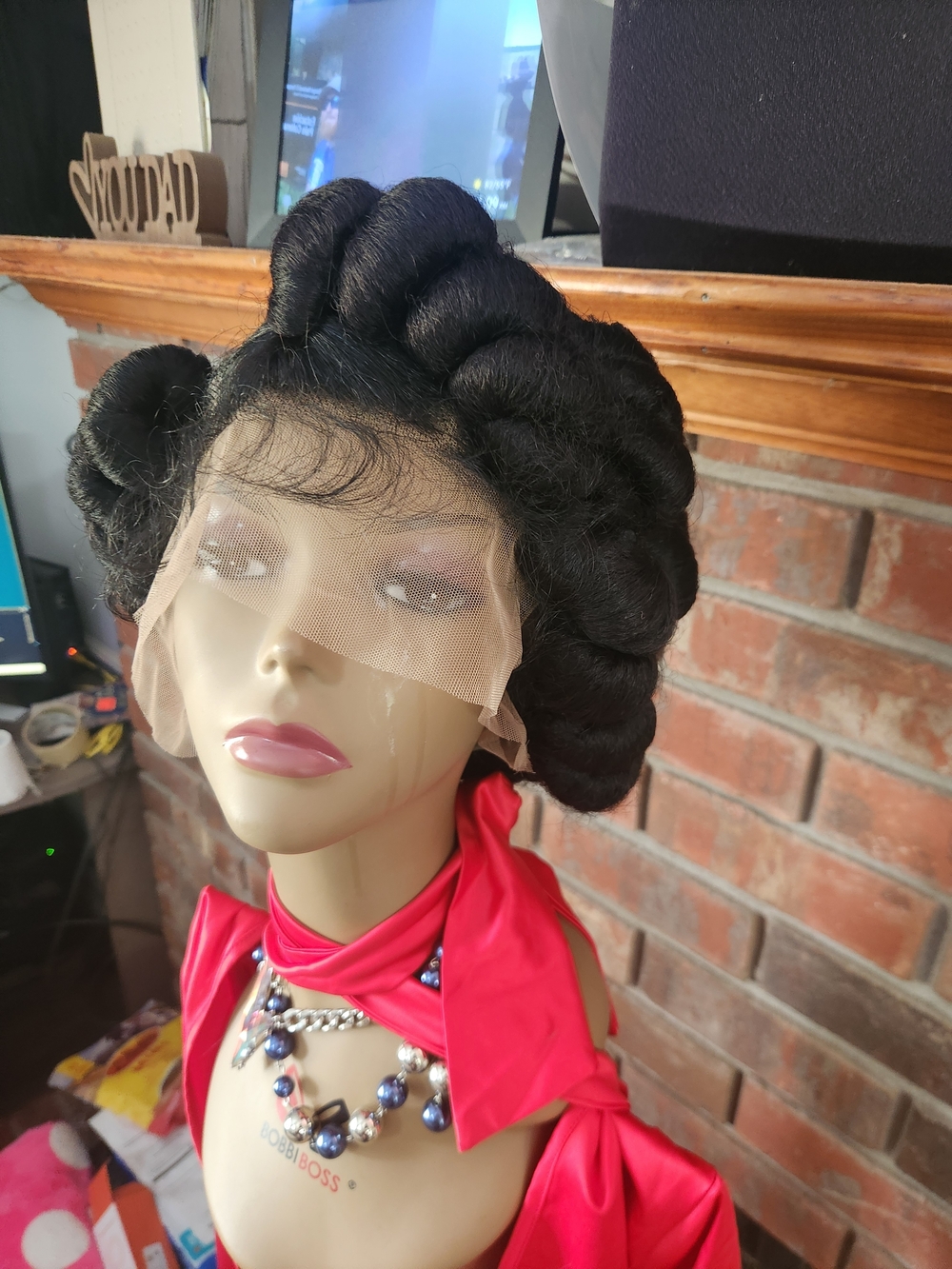 Black Lace Front Wig with Jumbo Bantu Knots- Women Hair - Picture 7 of 8